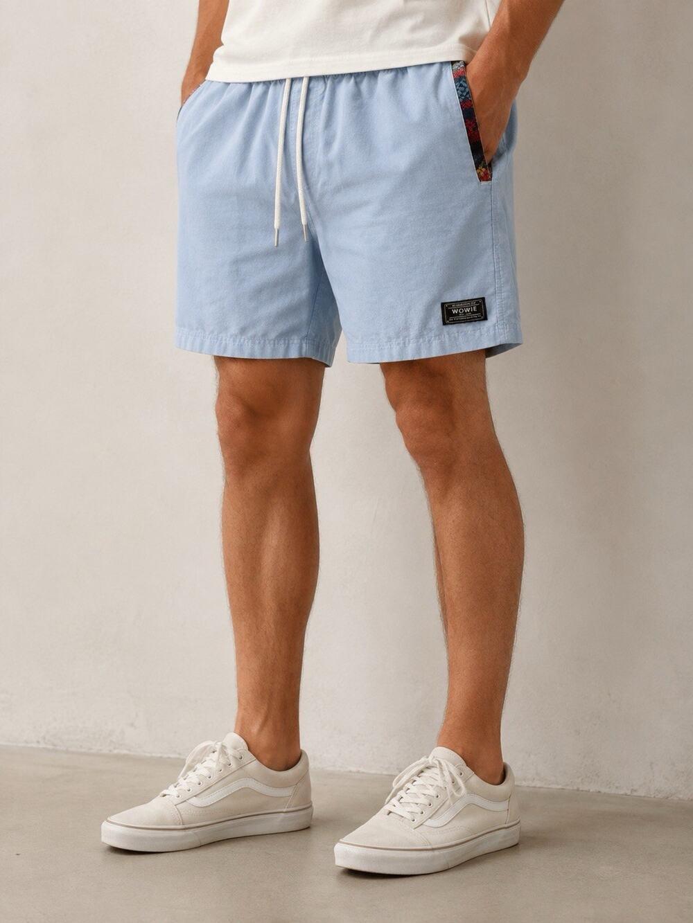 Wowie OG Casual Shorts BlueDrawstring Aztec Tribal Trim Pocket Men Large